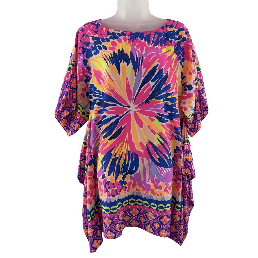 Lilly Pulitzer Julie Silk Caftan Dress Womens XXS XS Summer Sunset Floral Preppy